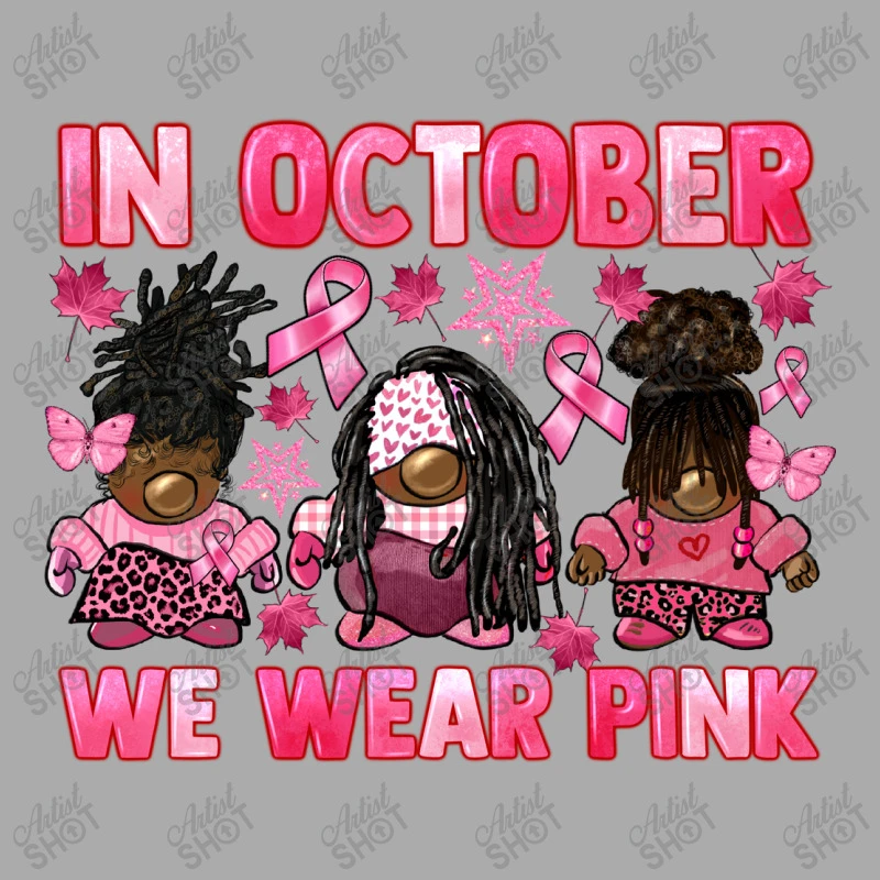 In October We Wear Pink Breast Cancer Afro Gnomies T-Shirt - Image 5