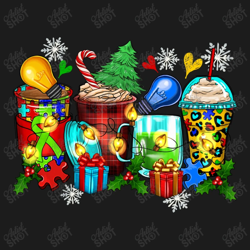 Autism Christmas Coffee Cups Hoodie & Jogger Set - Image 4