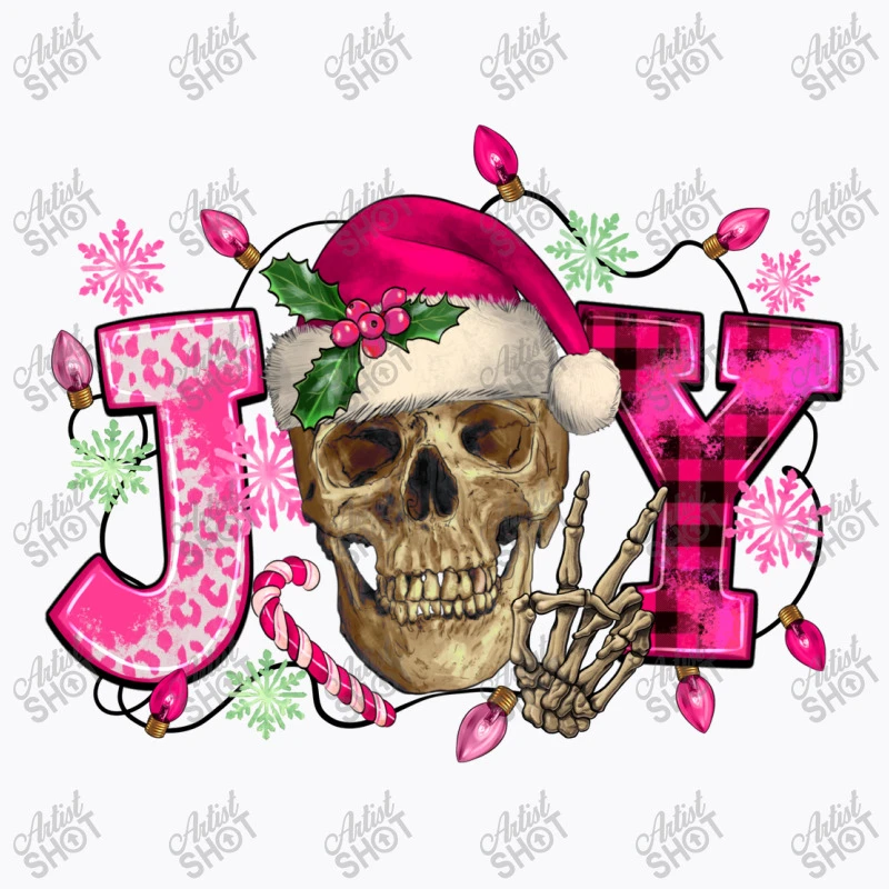 Pink Christmas Joy Skeleton T-Shirt - Image 5