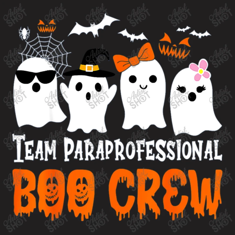 Team Paraprofessional Boo Crew Halloween Ghost T-Shirt - Image 5