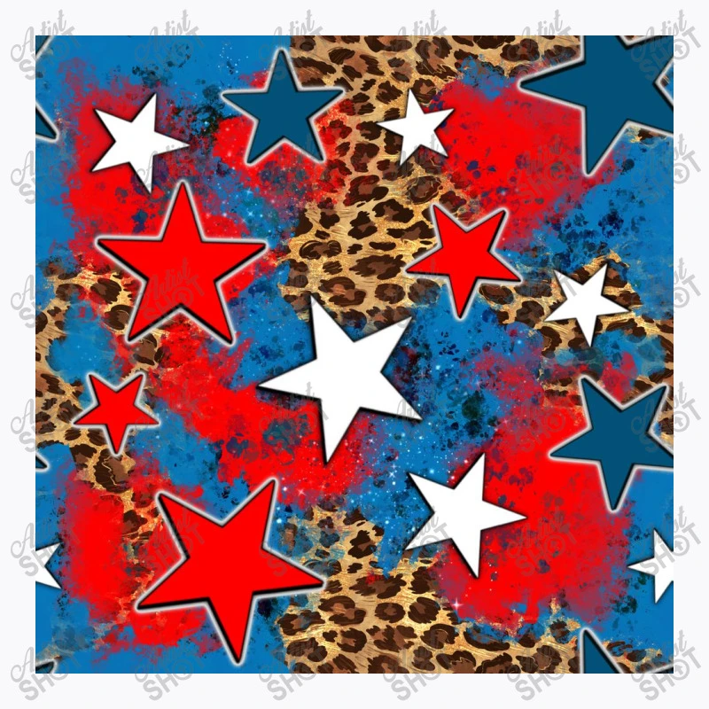 4th Of July Leopard Stars Seamless Digital Paper T-Shirt - Image 5