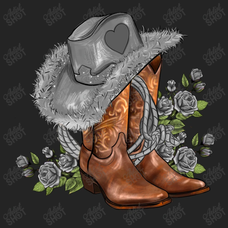 Gray Cowgirl And Roses 3/4 Sleeve Shirt - Image 5