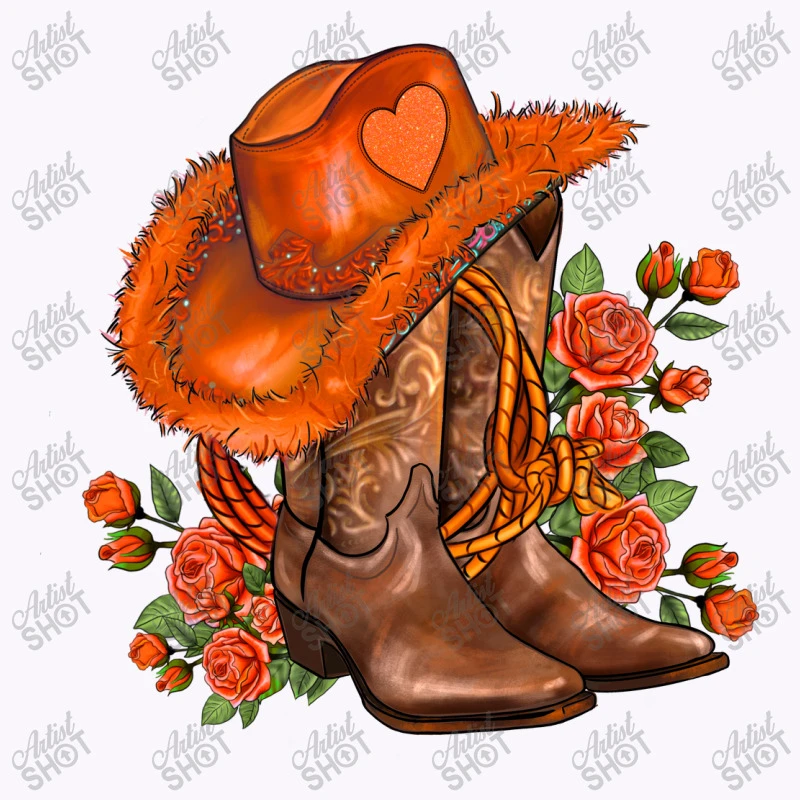Orange Cowgirl And Roses Tank Top - Image 5