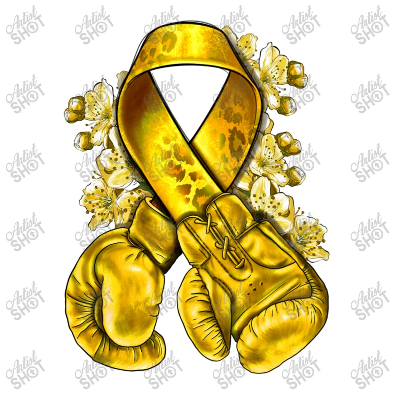 Childhood Cancer Yellow Ribbon With Boxing Gloves 3/4 Sleeve Shirt - Image 5