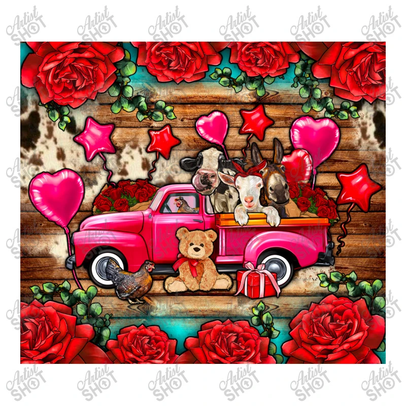 Valentine's Day Farm Animals Truck Roses Crewneck Sweatshirt - Image 5