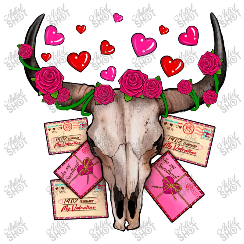 Valentine's Day Bull Skull 3/4 Sleeve Shirt - Image 5