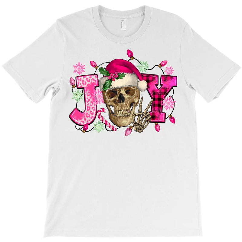 Pink Christmas Joy Skeleton T-Shirt - Image 3