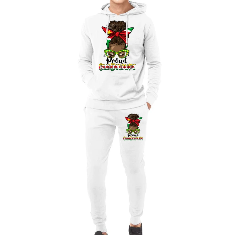 Afro Messy Bun Proud Guadeloupe Hoodie & Jogger Set