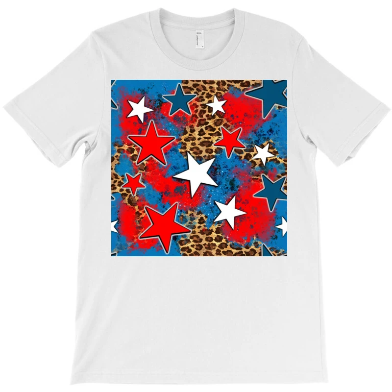 4th Of July Leopard Stars Seamless Digital Paper T-Shirt - Image 3
