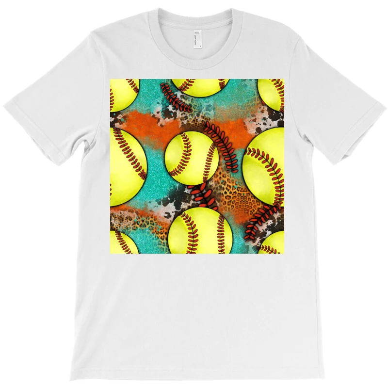 Softball Seamless Pattern T-Shirt - Image 3