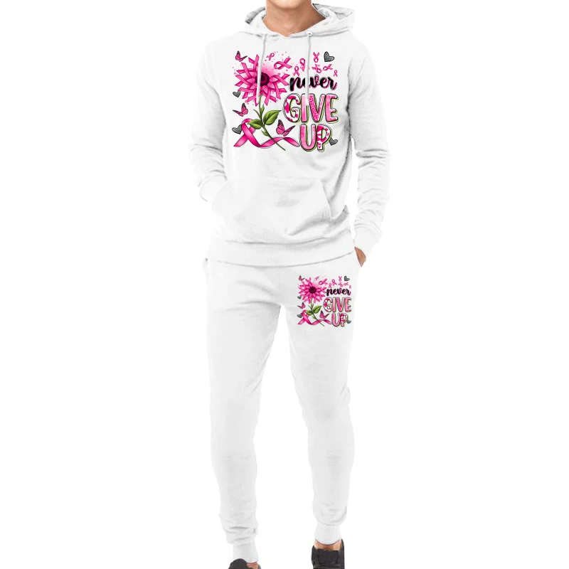 Never Give Up Breast Cancer Sunflower Hoodie & Jogger Set