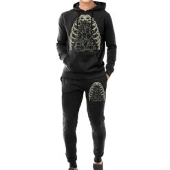 Neko Cat Ribcage Black And White Hoodie & Jogger Set