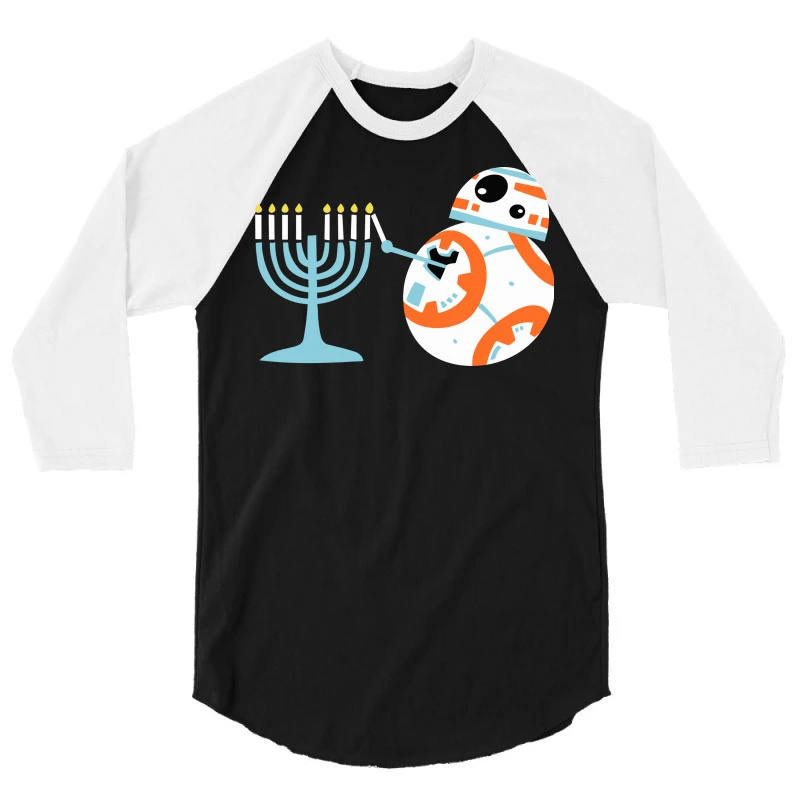 Bb 8 Lighting The Hanukkah Menorah 3/4 Sleeve Shirt - Image 3