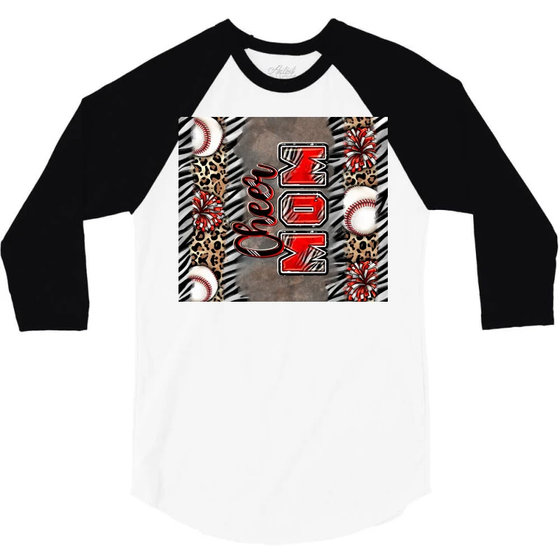 Cheer Mom Baseball 3/4 Sleeve Shirt - Image 3