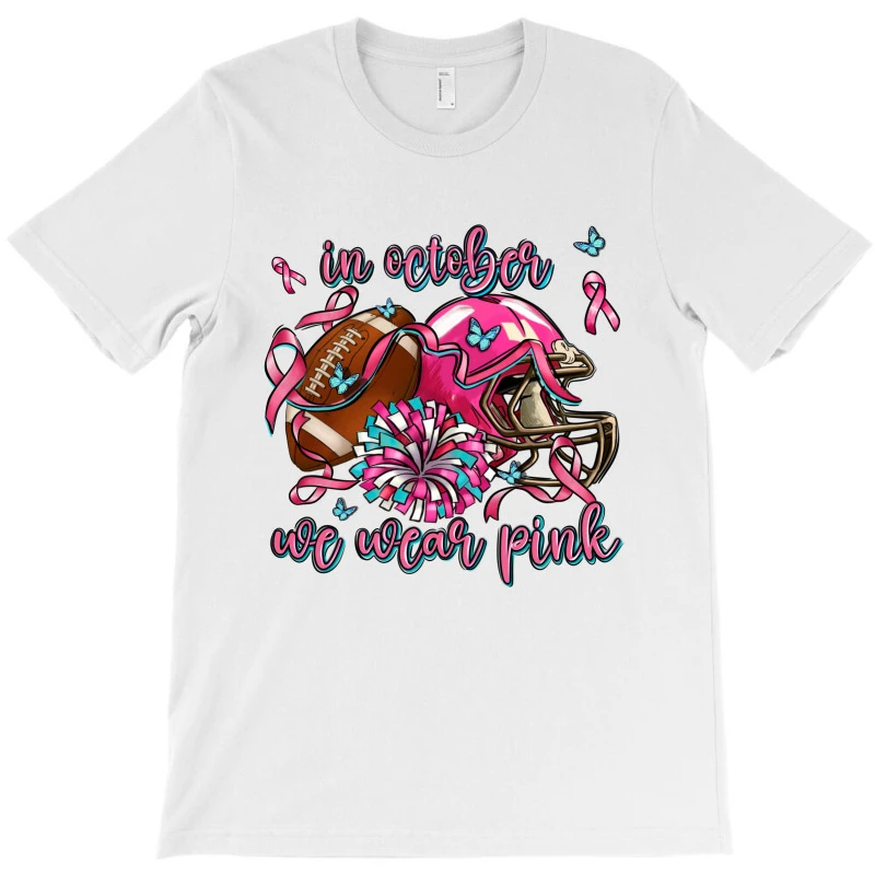 In October We Wear Pink Football T-Shirt - Image 3
