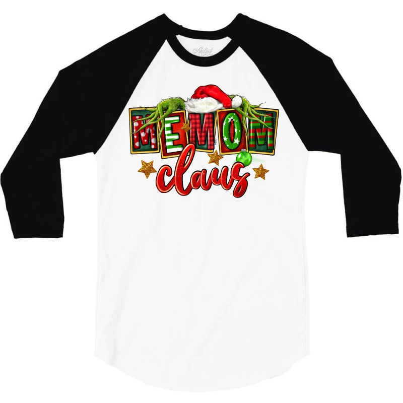 Christmas Memom Claus 3/4 Sleeve Shirt - Image 3
