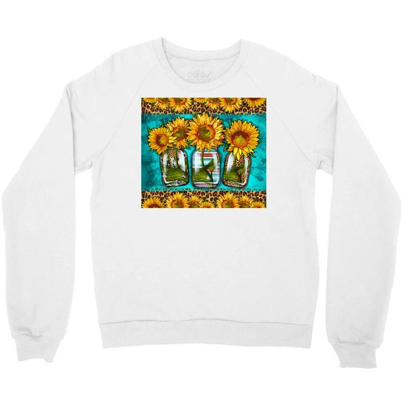 Western Serape Mason Jars Sunflowers Crewneck Sweatshirt - Image 3
