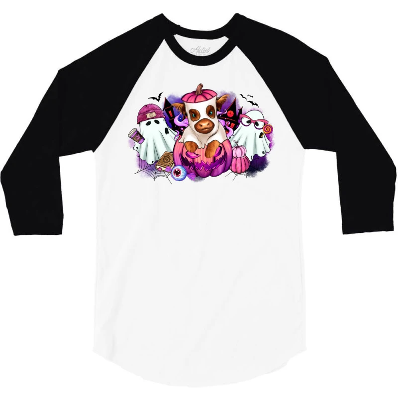 Halloween Ghost Heifer 3/4 Sleeve Shirt - Image 3