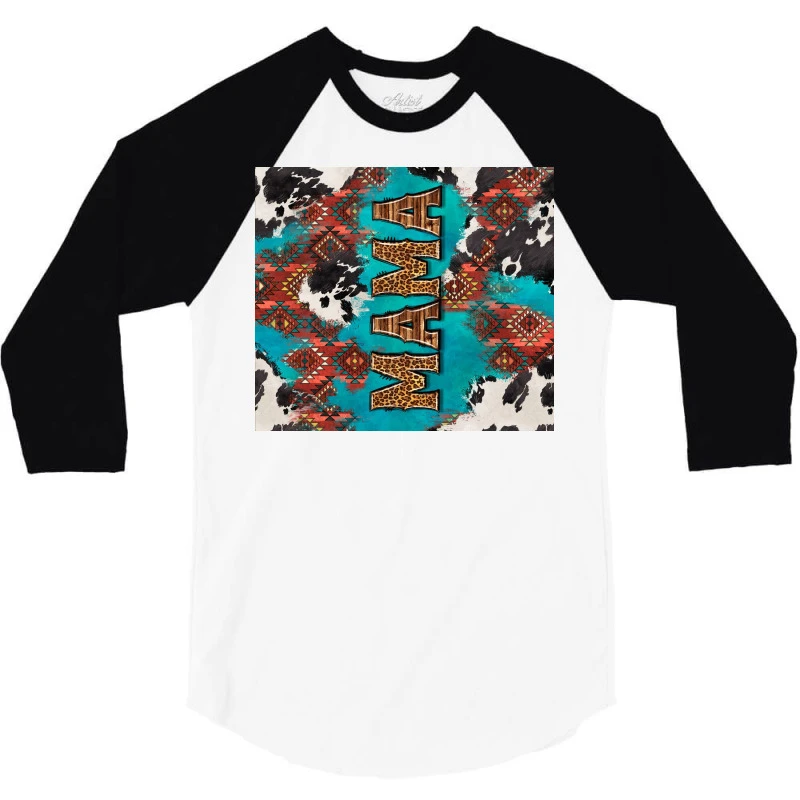 Western Mama With Aztec 3/4 Sleeve Shirt - Image 3