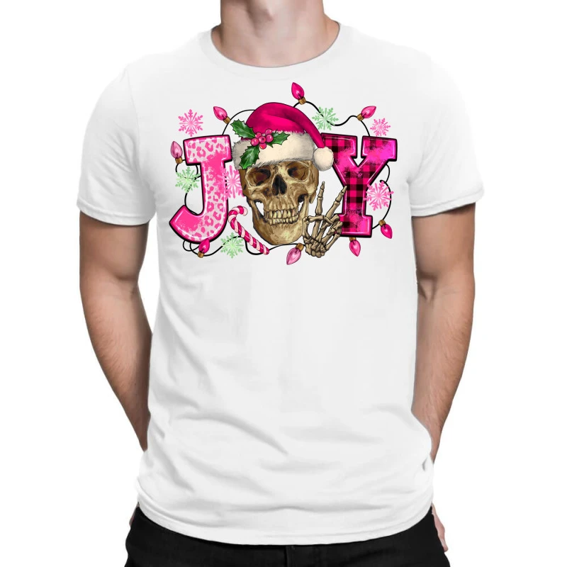 Pink Christmas Joy Skeleton T-Shirt