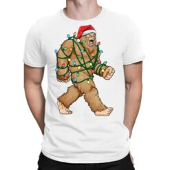 Bigfoot Santa Christmas Tree Lights Xmas Sasquatch T-Shirt