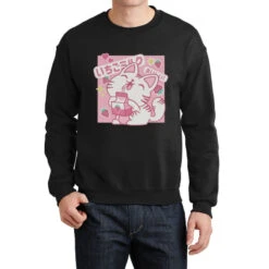 Cat With Strawberry Milk Crewneck Sweatshirt