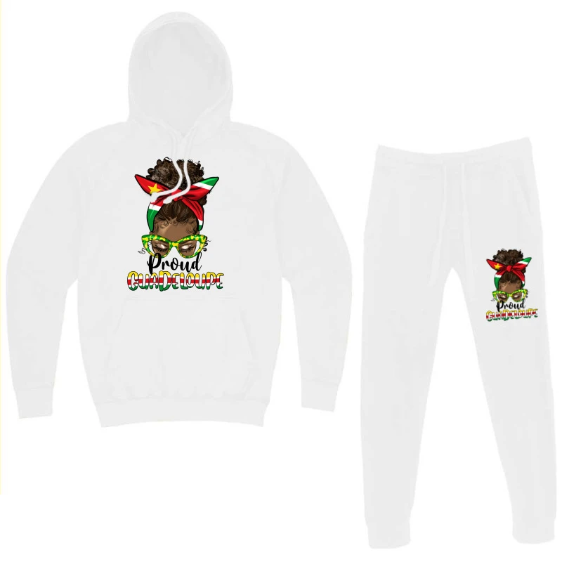 Afro Messy Bun Proud Guadeloupe Hoodie & Jogger Set - Image 3