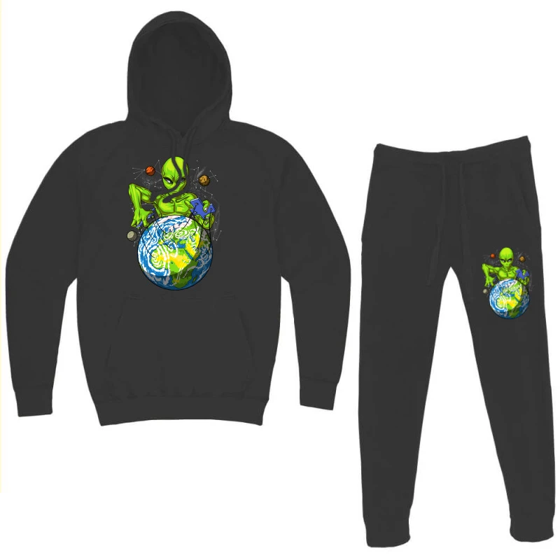 Alien Puppeteer Space Abduction Ufo Hoodie & Jogger Set - Image 3