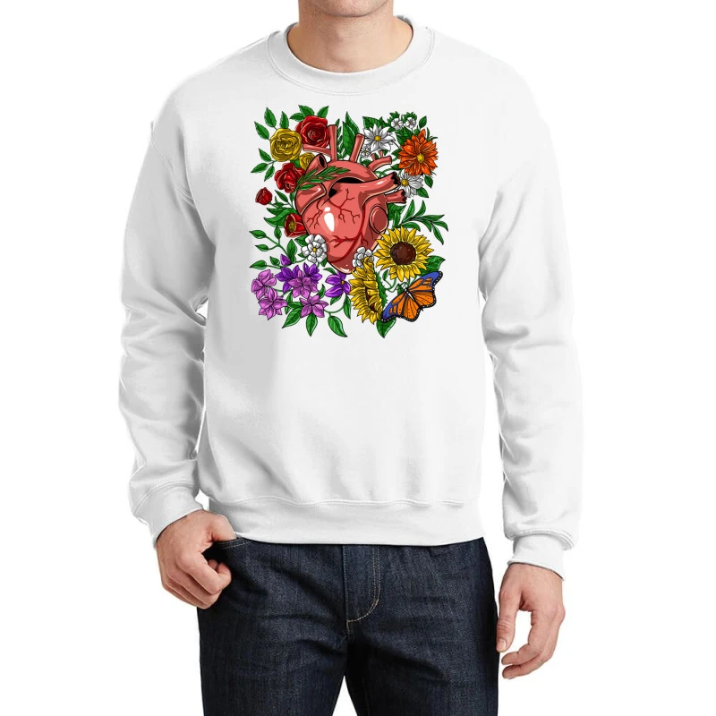 Floral Anatomical Heart Crewneck Sweatshirt