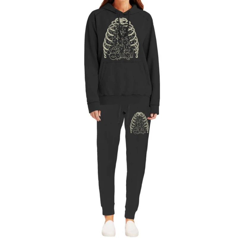 Neko Cat Ribcage Black And White Hoodie & Jogger Set - Image 2