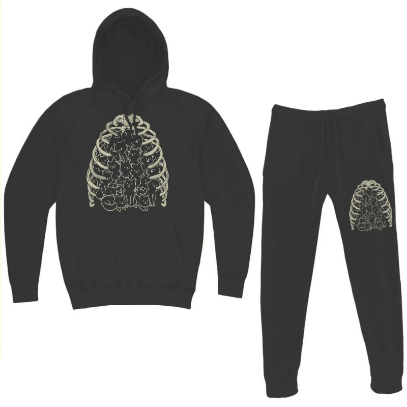 Neko Cat Ribcage Black And White Hoodie & Jogger Set - Image 3