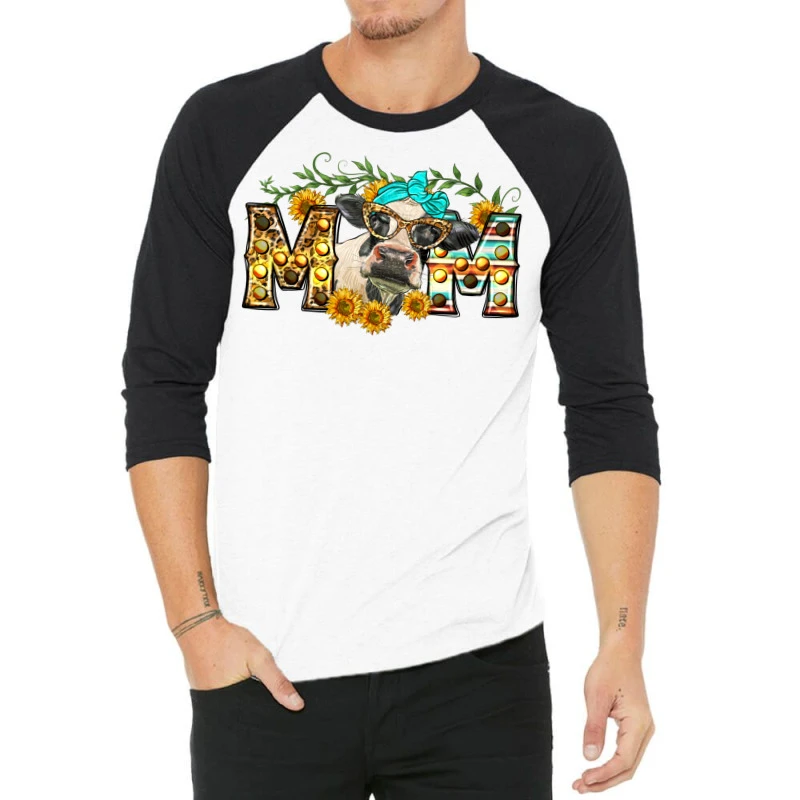 Mom With Cow 3/4 Sleeve Shirt