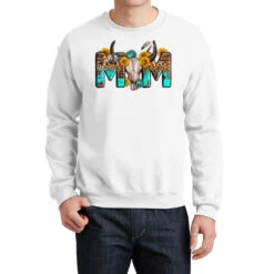 Western Bull Skull Mom Crewneck Sweatshirt