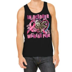 Western Leopard In October We Wear Pink Heart Tank Top