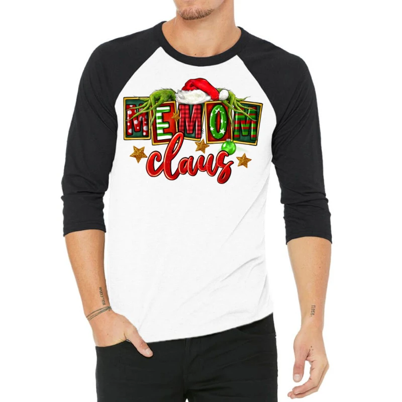 Christmas Memom Claus 3/4 Sleeve Shirt