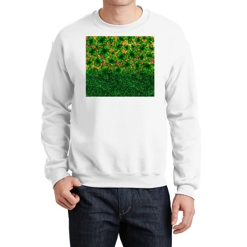 St. Patrick's Day Shamrocks Leopard Crewneck Sweatshirt