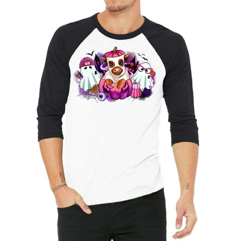 Halloween Ghost Heifer 3/4 Sleeve Shirt