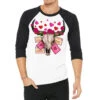 Valentine's Day Bull Skull 3/4 Sleeve Shirt