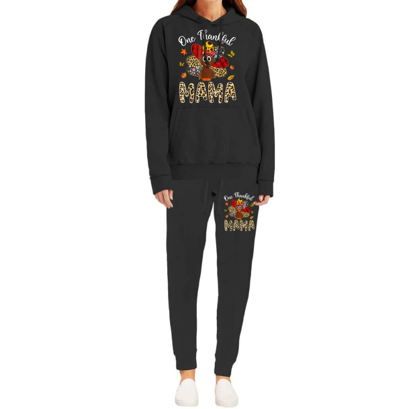 One Thankful Mama Leopard Turkey Thanksgiving Hoodie & Jogger Set - Image 2